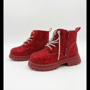 Lola + The Boys Red Rhinestone Kids Boots